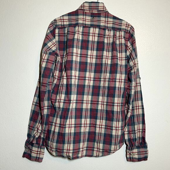Superdry Co Button Up Flannel Shirt Long Sleeve Collared Double Pocket Red S - Picture 6 of 6